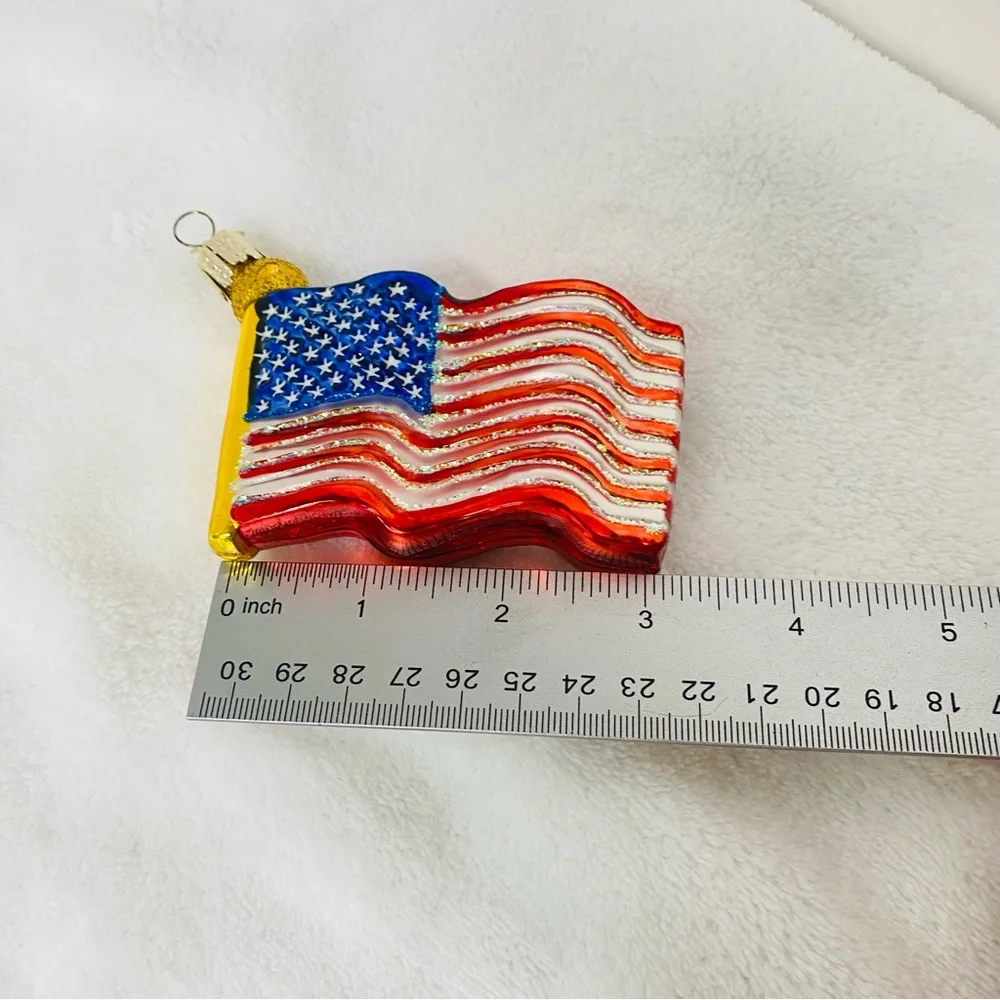 Old World Christmas Flag Star Spangled Banner Glass Ornament July 4th READ - Picture 9 of 13